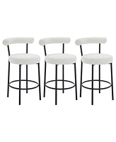 Dyhome Bar Stools Set of 3, 28 Inches Modern Counter Height Bar Stools with Curved Back Metal Legs, Upholstered Tall Barstools for Kitchen Island, Caf