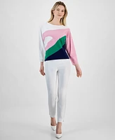 T Tahari Women's Colorblocked Dolman-Sleeve Sweater