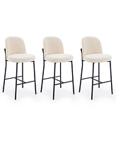 Dyhome Bar Stools Set of 3, 28 Inches Modern Counter Height with High Back Metal Legs, Upholstered Tall Barstools for Kitchen Island, Cafe,