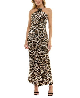 Bcx Juniors' Animal Print Halter Gown