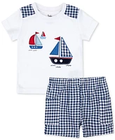 Baby Essentials Boys 2-Pc. Sailboat & Seersucker Shirt Shorts Set