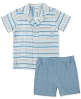 Baby Essentials Boys 2-Pc. Striped Shirt & Shorts Set