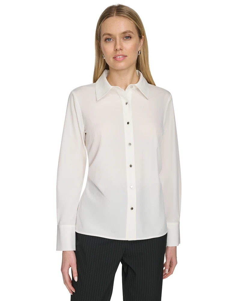 Calvin Klein Women's Long-Sleeve Button-Front Blouse