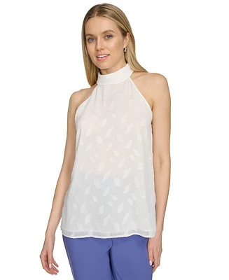 Calvin Klein Women's Patterned Halter-Neck Blouse