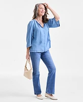 Style & Co Women's 3/4 Sleeve Split-Neck Popover Top, Exclusively at Macy's