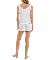 Roudelain Women's Ruffled Pointelle Short Pajama Set