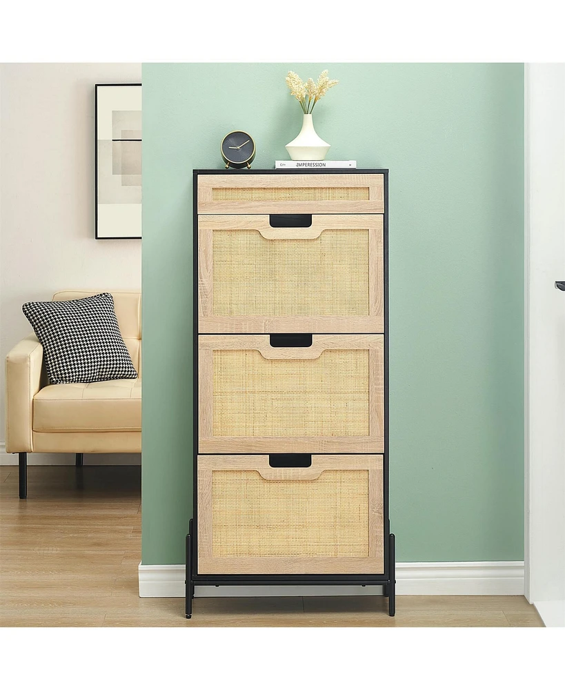 gaomon Rattan Shoe Storage Cabinet