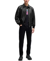 Boss by Hugo Boss Men's Relaxed-Fit Leather Bomber Jacket