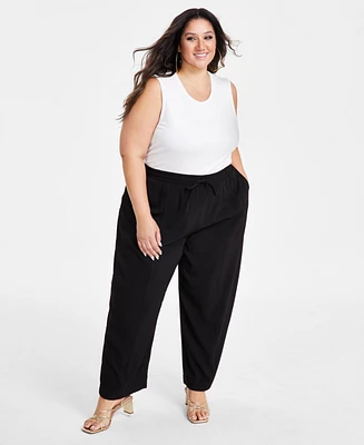 Nina Parker Plus Drawstring-Waist Wide-Leg Pants