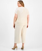 Anne Klein Plus Size Sequin-Embellished Short-Sleeve Top