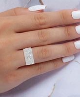 Heart Detail Cubic Zirconia Band Ring (2-1/5 ct. t.w.) Sterling Silver