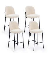 Dyhome Bar Stools Set of 4, 28 Inches Modern Counter Height with High Back Metal Legs, Upholstered Tall Barstools for Kitchen Island, Cafe,