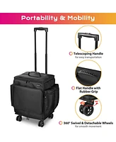 Byootique Rolling Makeup Train Case w/ Backpack Travel Barber Cosmetic Storage