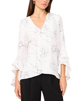 Vince Camuto Women's V-Neck Flutter-Sleeve Top