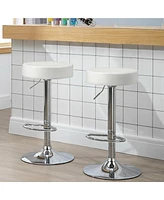 Gymax 2PCS Adjustable Swivel Bar Stool Pu Leather Kitchen Counter Bar Chairs