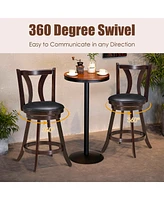 Gymax Set of Swivel Bar stool 24'' Counter Height Leather Padded Dining Kitchen Chair