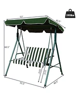 Slickblue 2-Seat Patio Swing Chair with Awning for Shade and Comfortable Outdoor Relaxation