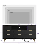 gaomon 8 Drawer Dresser with Power Outlet & Led Light