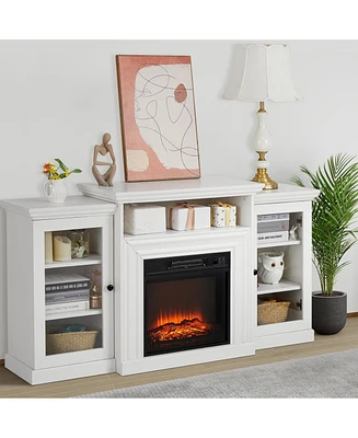 gaomon White Farmhouse Fireplace Tv Stand with 3-d Real Flame