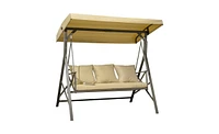 Slickblue 3-Seat Outdoor Porch Swing with Cushions for Comfortable Relaxation and Patio Enjoyment