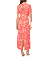 Vince Camuto Women's Printed Elbow-Sleeve Maxi Dress