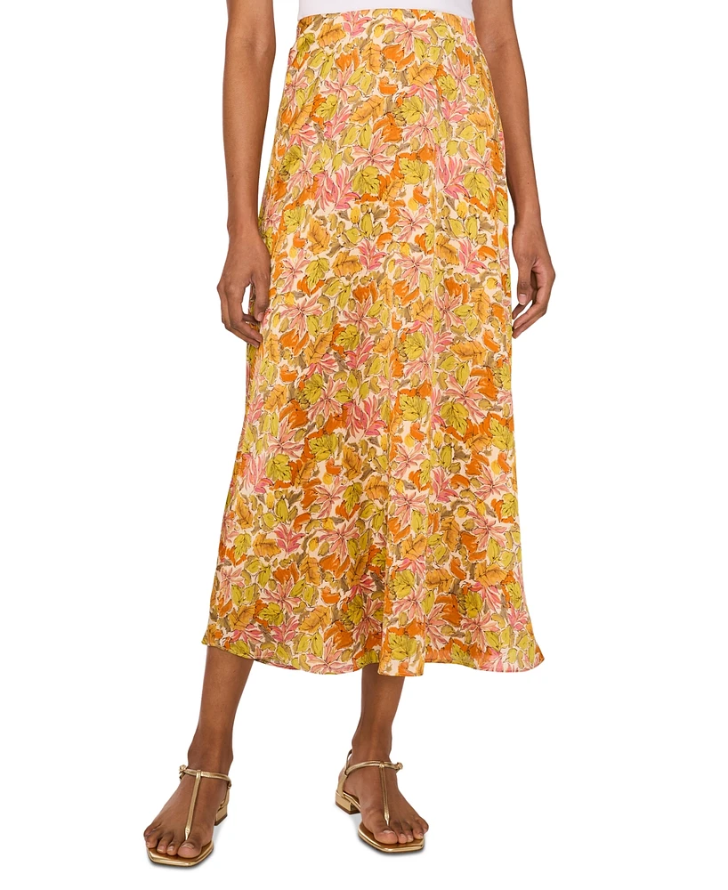 Vince Camuto Women's Floral-Printed Satin Midi Skirt