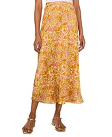 Vince Camuto Women's Floral-Printed Satin Midi Skirt