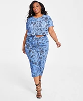 Nina Parker Plus Textured Paisley-Print Top