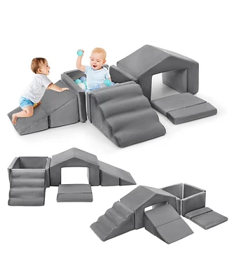gaomon 6-Piece Kids Sofa, Foam Climbing Blocks Set for Toddlers, Indoor Soft Play with Ball Pit, Crawling and Sliding
