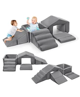 gaomon 6-Piece Kids Sofa, Foam Climbing Blocks Set for Toddlers, Indoor Soft Play with Ball Pit, Crawling and Sliding