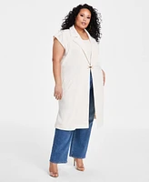 Nina Parker Plus Clasp-Front Duster Vest