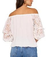 Vince Camuto Women's Off-The-Shoulder Lace Bubble-Sleeve Top