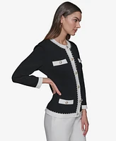 Karl Lagerfeld Paris Women's Faux-Pearl-Trim Cardigan