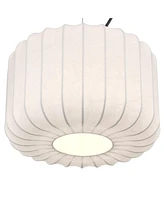 Jaime 12" Modern Pendant Ceiling Light Fixture Dining Room Over Table Kitchen Island Foyer Drum Hanging Round Matte Black and White Metal Fabric Hallw