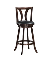 Gymax Set of 2 Swivel Bar stools 29.5" Bar Height Chairs with Rubber Wood Legs