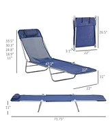 Outsunny 2-Piece Folding Chaise Lounge, Reclining Pool Chairs