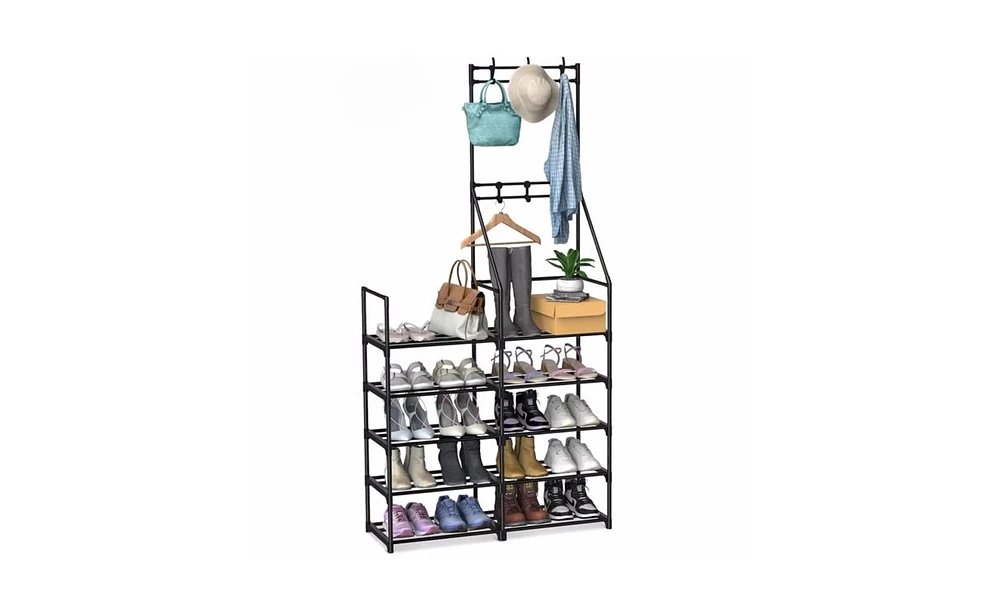 Slickblue 5-Tier Shoe Rack Storage Organizer for Efficient Footwear Organization and Entryway Storage