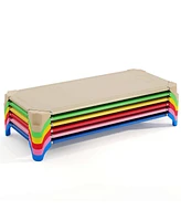 Costway 6 Pack Stackable Daycare Cots with Easy Lift Corners Heavy-Duty Metal Frame Kids