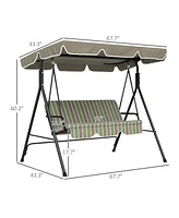 Slickblue 3-Seat Outdoor Patio Swing Chair with Cushions for Relaxation and Comfortable Seating