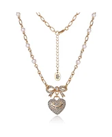 Juicy Couture Gold-Tone Pearl Heart Pendant Necklace