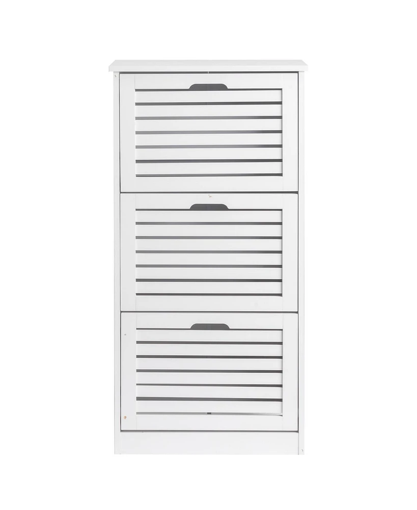 Slickblue 3-Bucket Louvered Shoe Cabinet for Stylish and Organized Footwear Storage