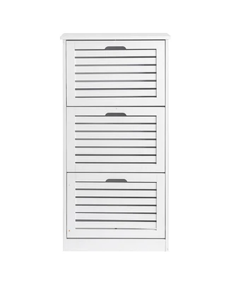 Slickblue 3-Bucket Louvered Shoe Cabinet for Stylish and Organized Footwear Storage