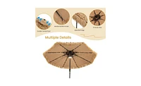 Slickblue Portable Beach Umbrella with Led Lights for Sun Protection and Nighttime Illumination