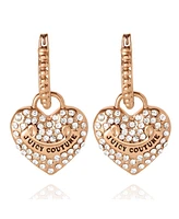 Juicy Couture Gold-Tone Heart Charm Hoop Earrings with Crystal Accents