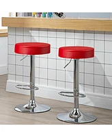 Gymax 4PCS Adjustable Swivel Bar Stool Pu Leather Kitchen Counter Bar Chairs