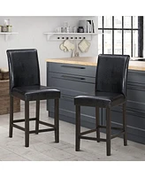 Gymax Set of Bar Stools 25inch Counter Height Barstool Pub Chair w/Rubber Wood Legs