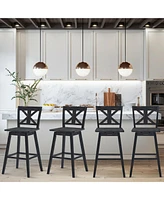 Gymax 4PCS Swivel Bar Stools 29'' Counter Height Chairs w/ Footrest