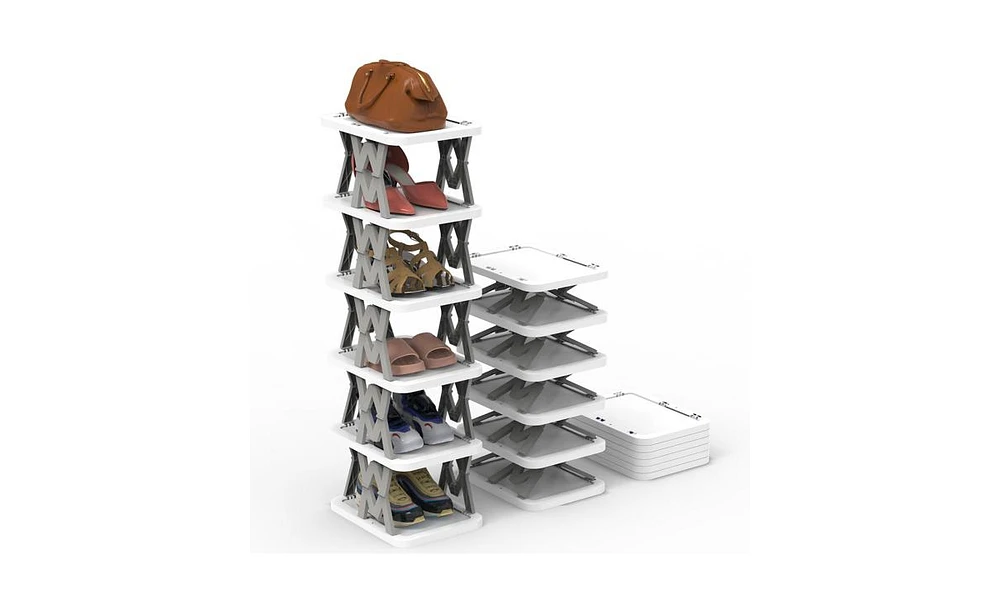 Slickblue 6-Tier Foldable Shoe Rack for Space-Saving and Organized Footwear Storage