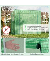 Sugift Outdoor Portable Walk-in Greenhouse with Pe Cover Heavy-Duty Metal Frame Roll-up Zipper Door