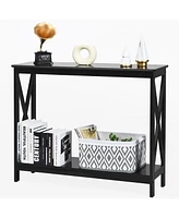 2-Tier Console Table x-Design Bookshelf Sofa Side Accent